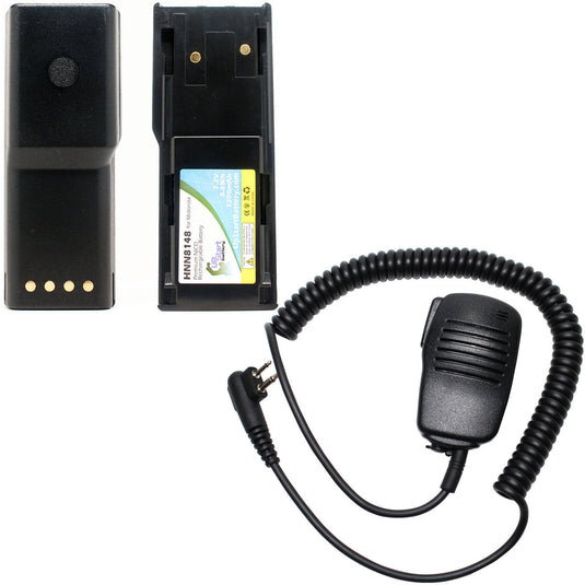 Battery & Shoulder Speaker with Push to Talk (PTT) Microphone Replacement - For