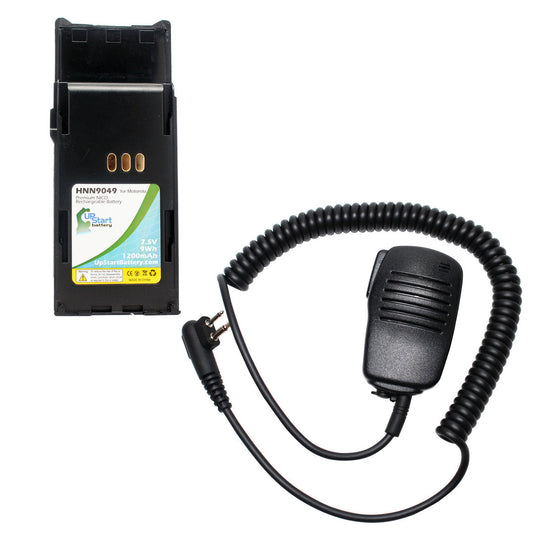 Motorola P1225 Battery & Shoulder Speaker with Push to Talk (PTT) Microphone Replacement