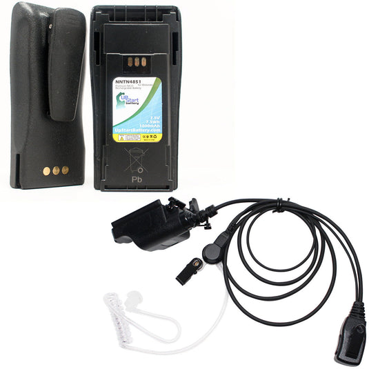 Motorola MTX1000 Battery + Charger + FBI Earpiece with Push to Talk (PTT) Microphone + EU Adapter Replacement