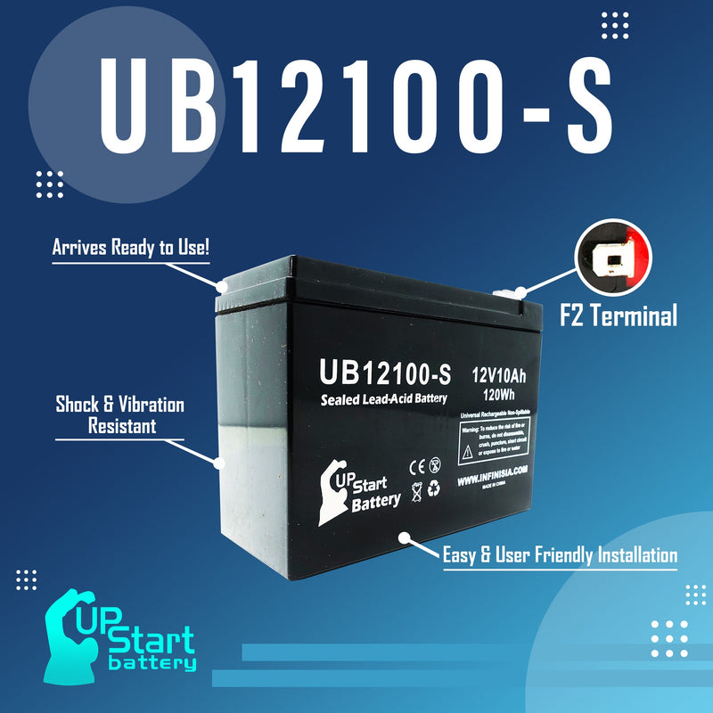 Load image into Gallery viewer, UB12100-S Sealed Lead Acid Battery Replacement (12V, 10Ah, F2 Terminal, AGM, SLA)
