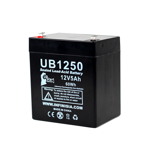 UB1250 Sealed Lead Acid Battery Replacement (12V, 5Ah, 5000mAh, F1 Terminal, AGM, SLA)