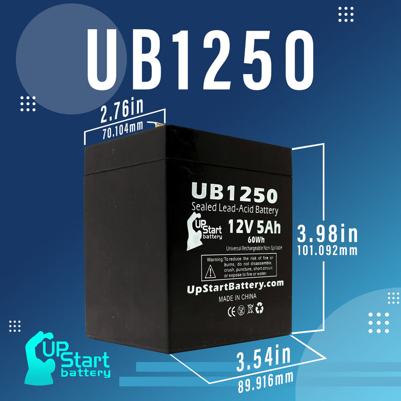 Load image into Gallery viewer, UB1250 Sealed Lead Acid Battery Replacement (12V, 5Ah, 5000mAh, F1 Terminal, AGM, SLA)
