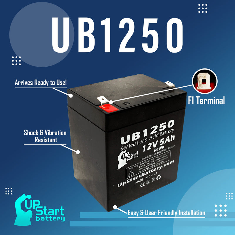 Load image into Gallery viewer, UB1250 Sealed Lead Acid Battery Replacement (12V, 5Ah, 5000mAh, F1 Terminal, AGM, SLA)
