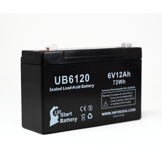 UB6120 Sealed Lead Acid Battery Replacement (6V, 12Ah, F1 Terminal, AGM, SLA)