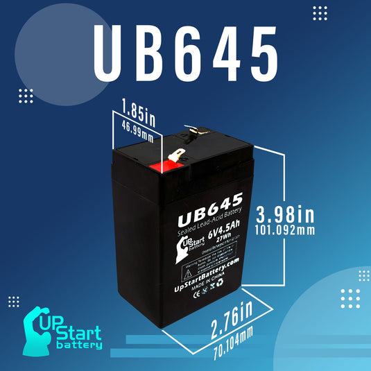 UB645 Sealed Lead Acid Battery Replacement (6V, 4.5Ah, F1 Terminal, AGM, SLA)