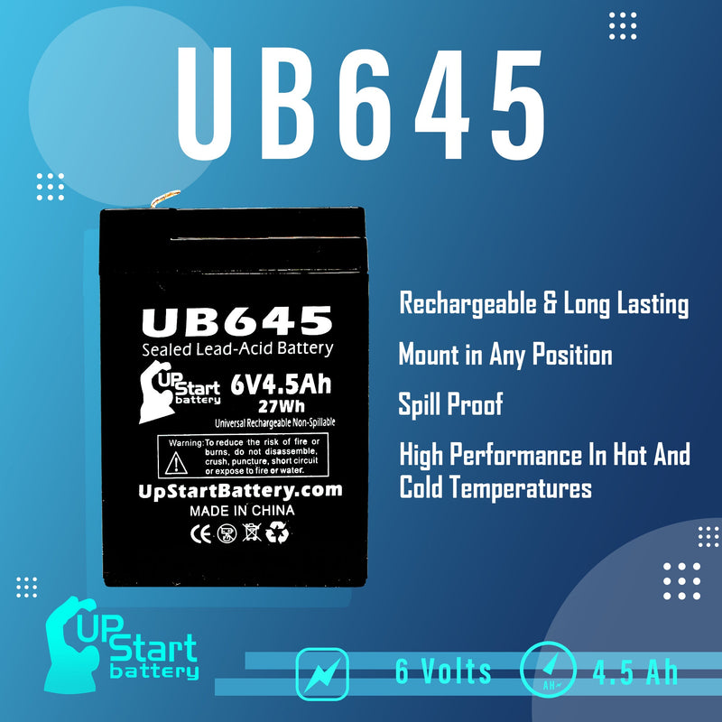 Load image into Gallery viewer, UB645 Sealed Lead Acid Battery Replacement (6V, 4.5Ah, F1 Terminal, AGM, SLA)
