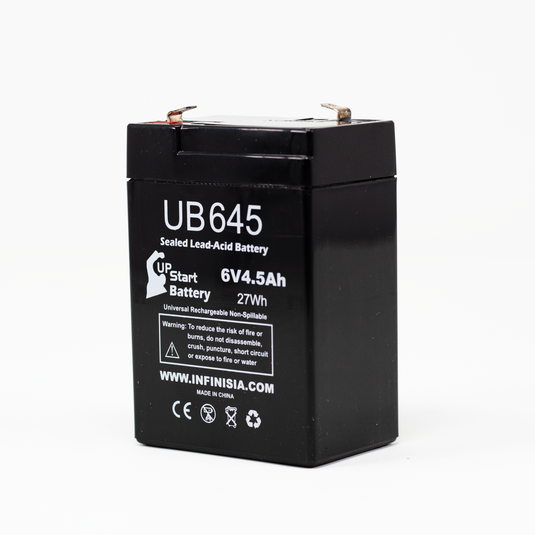 UB645 Sealed Lead Acid Battery Replacement (6V, 4.5Ah, F1 Terminal, AGM, SLA)