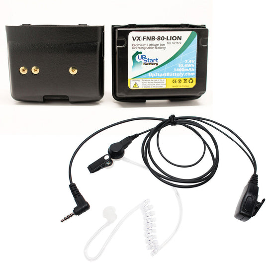 Yaesu / Vertex VX-5R Battery & FBI Earpiece with Push to Talk (PTT) Microphone Replacement